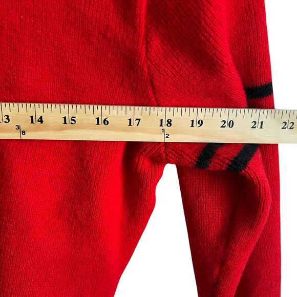 Rare Vintage Sigi Scheiber Crest Pure Wool Premium Knit Red Sweater Med 18x23 - Picture 6 of 7